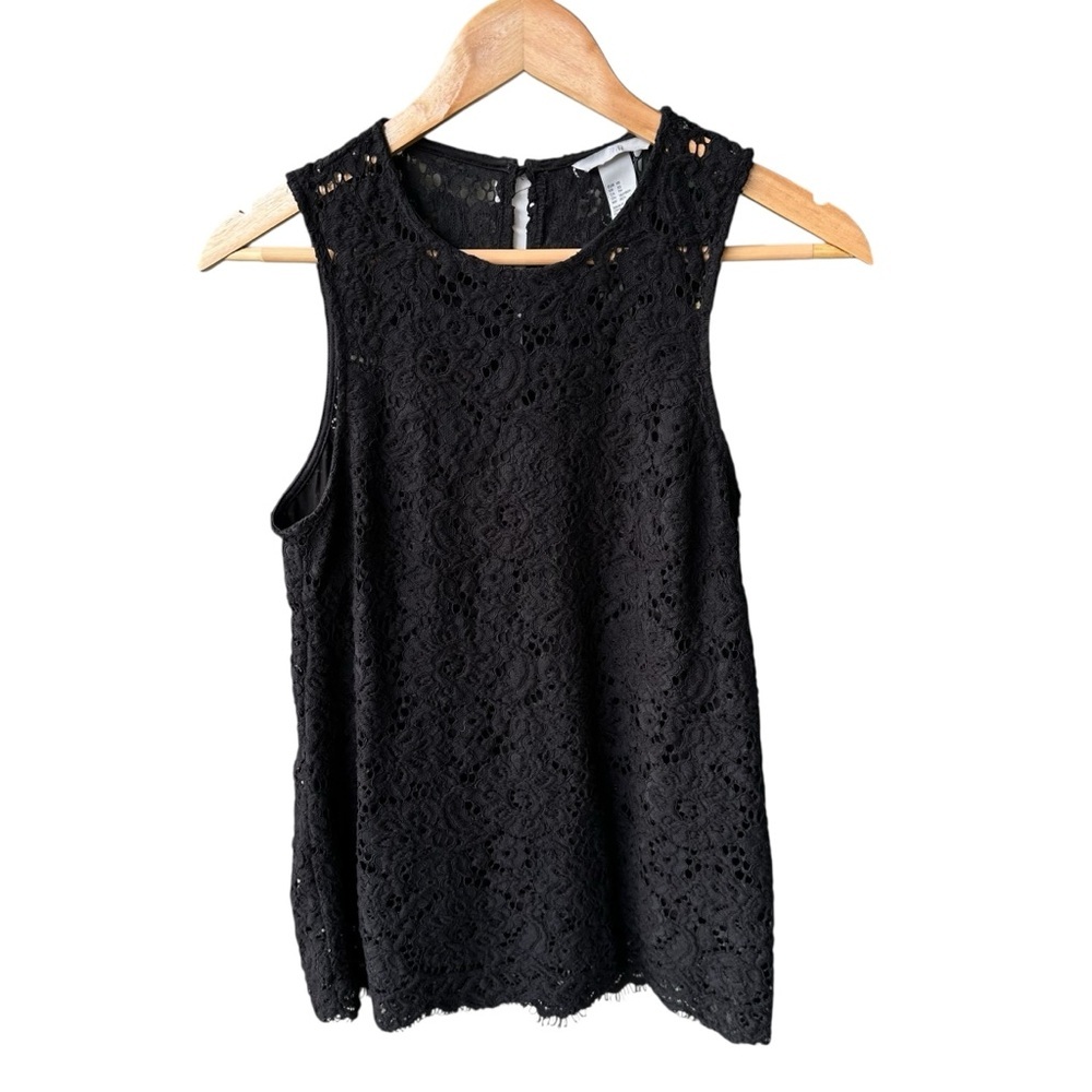 H&M Blouse Tank Top Black Lace Preppy Business Casual Academia Cocktail Party XS